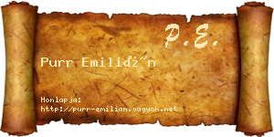 Purr Emilián névjegykártya